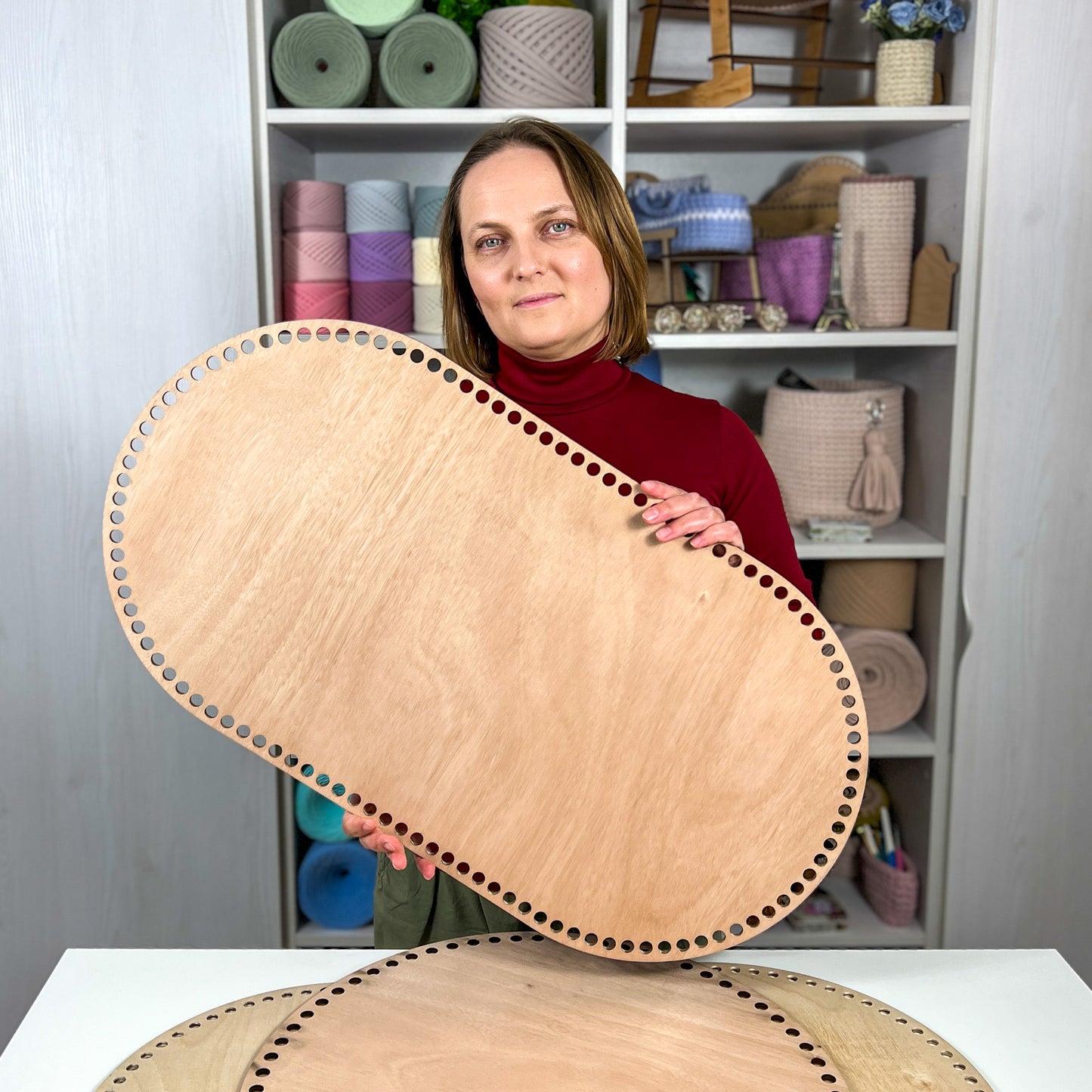 Wooden Crochet Basket Base: 9mm Cord, Moses Basket, Crib, Bassinet, 12 mm holes