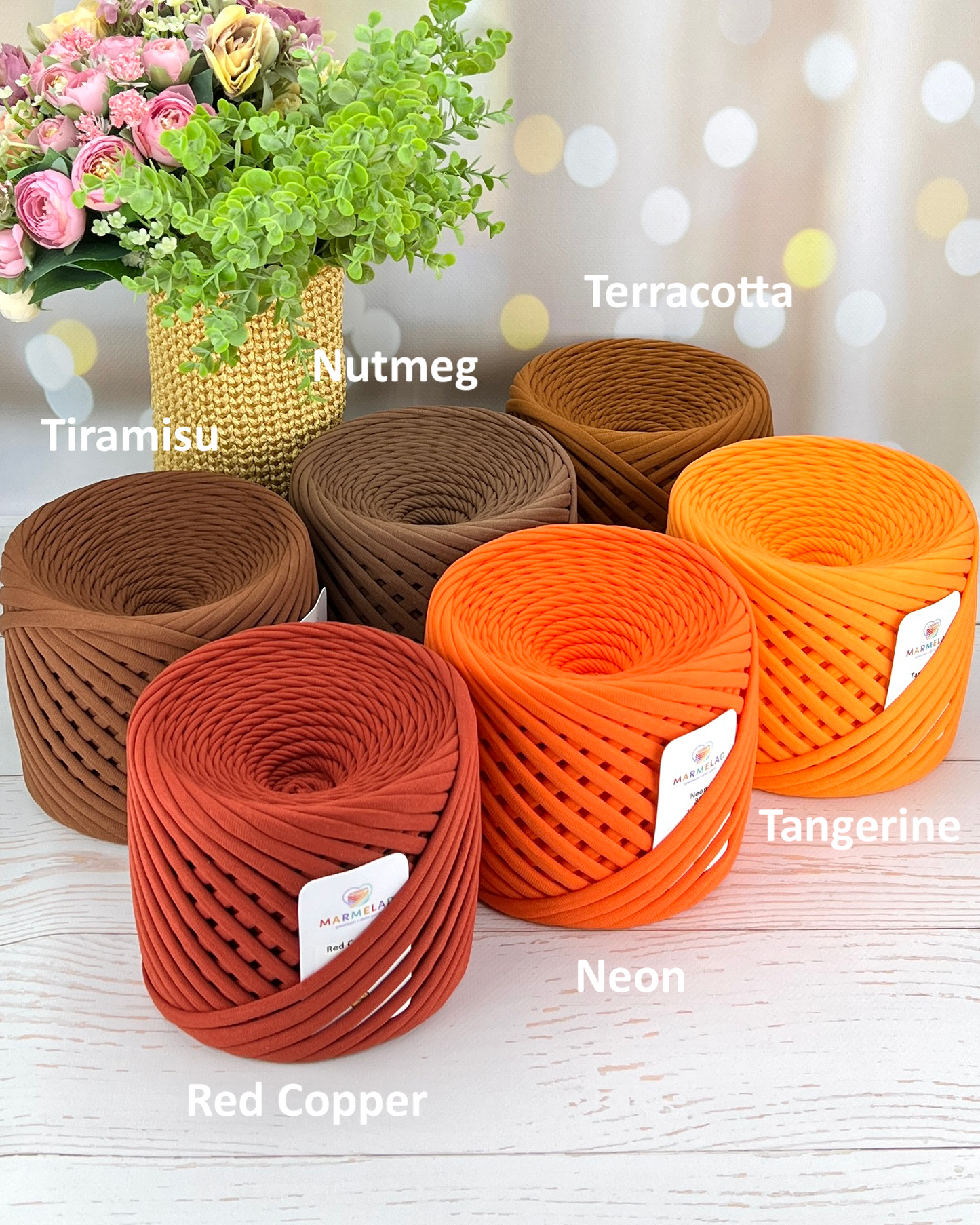 T-Shirt Yarn 3-5 mm 100 m Red Copper color