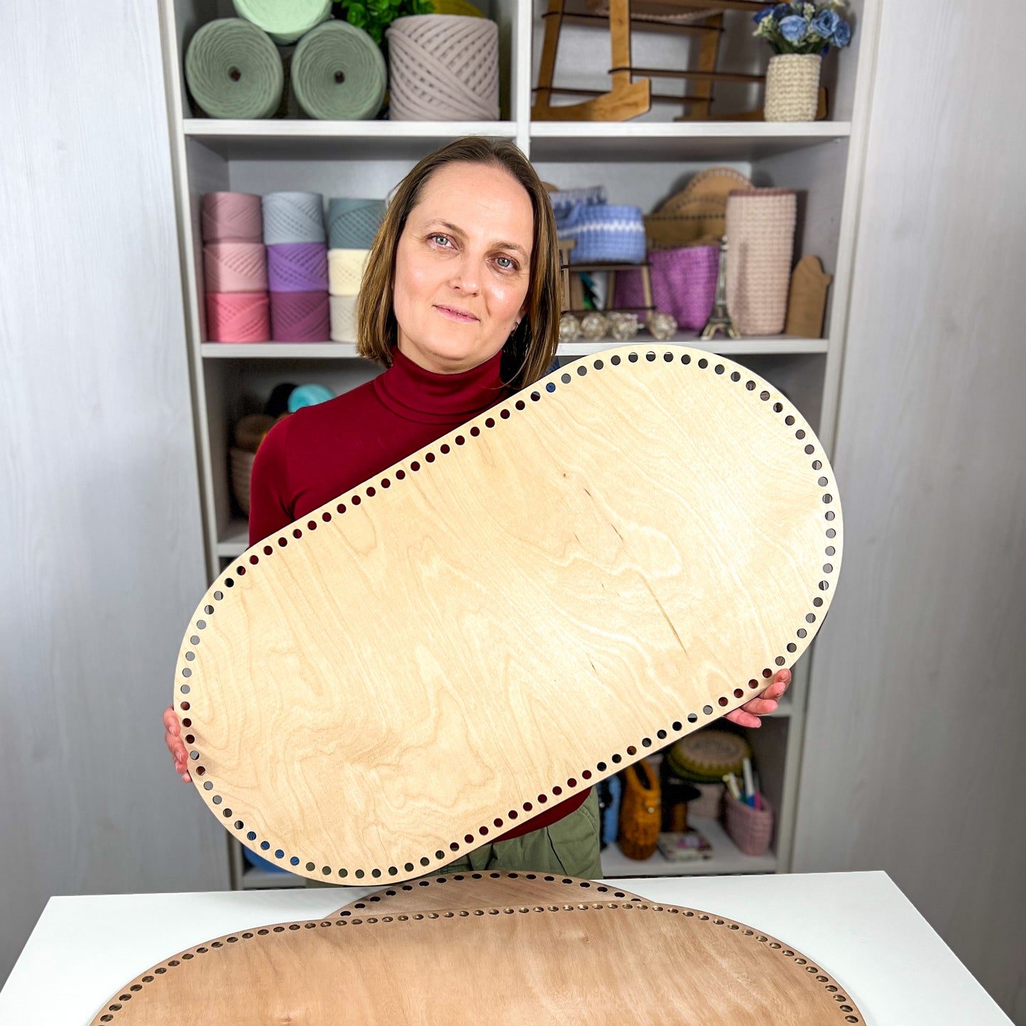 Wooden Baby Cradle Base: Crochet Moses Basket Bottom, 10 mm holes