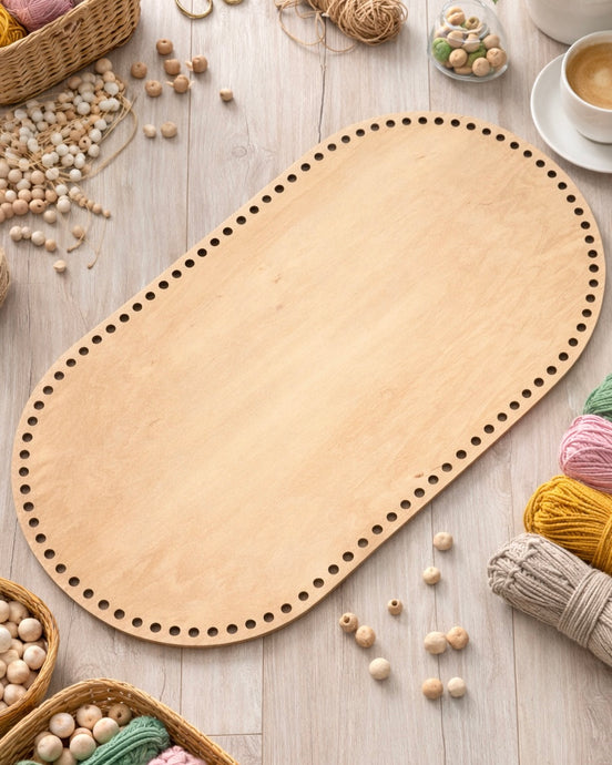 Big Oval Crochet Base: Moses Basket, Crib, Bassinet, 12 mm holes, for 9mm Cord