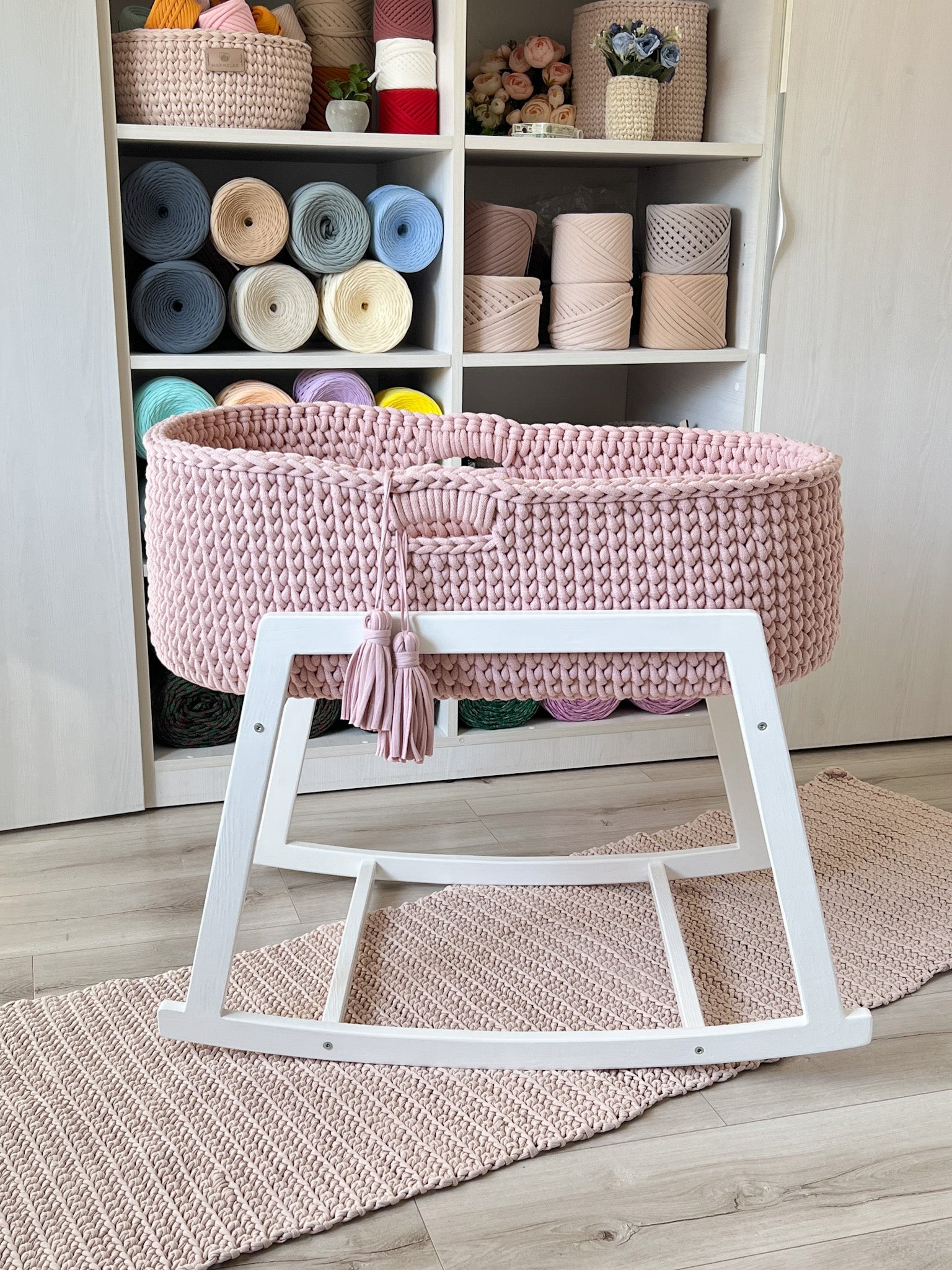 Wooden Crochet Basket Base: 9mm Cord, Moses Basket, Crib, Bassinet, 12 mm holes