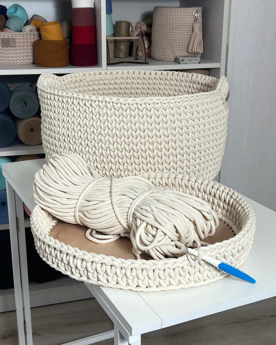 Big Round Crochet Basket Base: Toy Storage Bottom, 12 mm holes, for 9 mm Cord