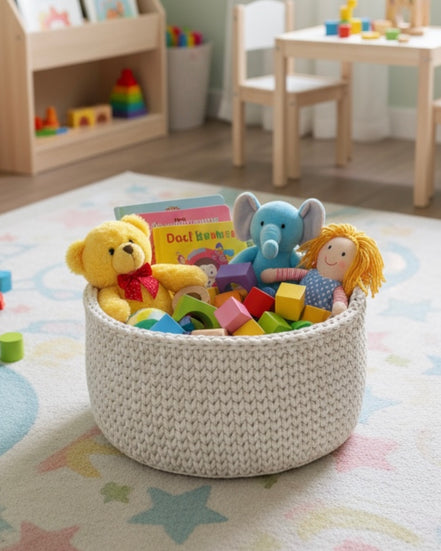 Big Round Crochet Basket Base: Toy Storage Bottom, 12 mm holes, for 9 mm Cord