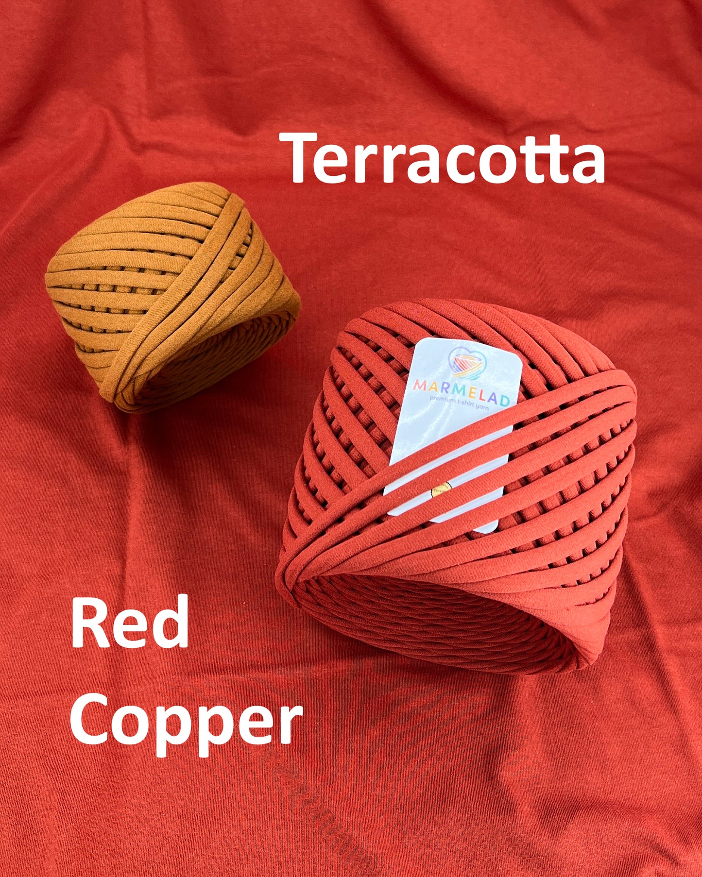 T-Shirt Yarn 3-5 mm 100 m Red Copper color