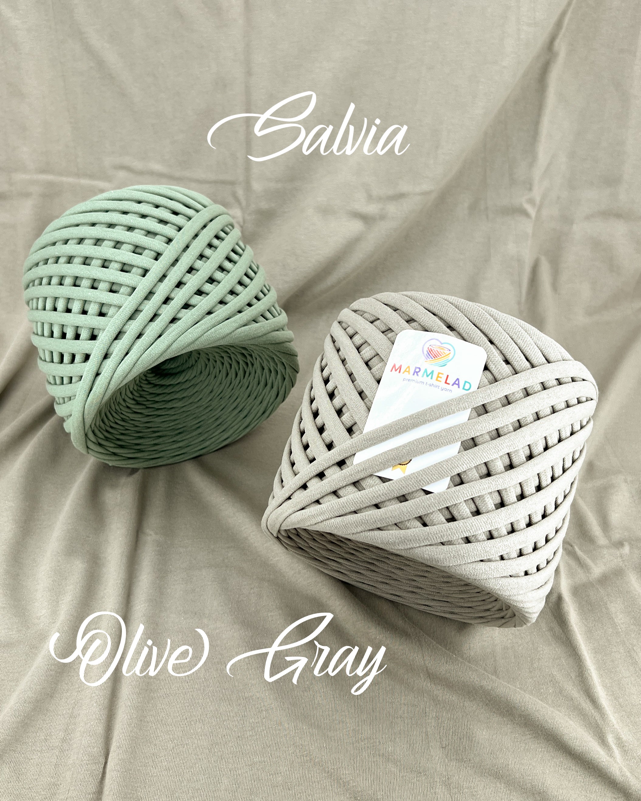 T-Shirt Yarn 3-5 mm 50 m Olive Gray color