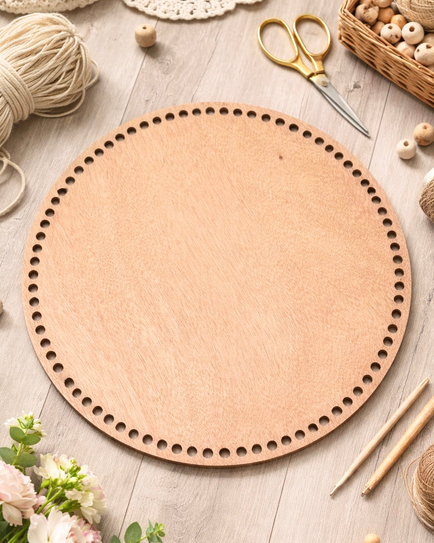 Big Round Crochet Basket Base: Toy Storage Bottom, 12 mm holes, for 9 mm Cord