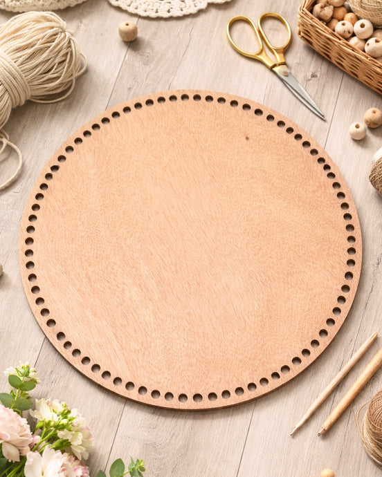 Big Round Crochet Basket Base: Toy Storage Bottom, 12 mm holes, for 9 mm Cord